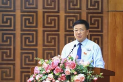 Ông Lò Văn Phương, Chủ tịch Hội đồng Nhân dân tỉnh Điện Biên phát biểu. (Ảnh: Xuân Tư/TTXVN)