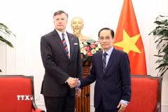 Bộ trưởng Bộ Ngoại giao Lê Hoài Trung tiếp Thứ trưởng Ngoại giao Hoa Kỳ Christopher Landau. (Ảnh: An Đăng/TTXVN)
