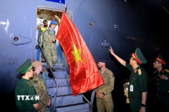 Đoàn công tác Bệnh viện dã chiến 2.6 hoàn thành nhiệm vụ gìn giữ hòa bình Liên hợp quốc tại Nam Sudan (Phái bộ UNMISS). (Ảnh: Tuấn Anh/TTXVN)