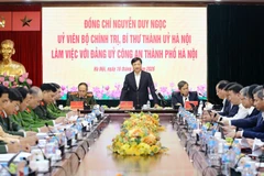 Ông Nguyễn Duy Ngọc - Ủy viên Bộ Chính trị, Bí thư Thành ủy Hà Nội chủ trì buổi làm việc với Đảng ủy Công an thành phố. (Nguồn: An ninh Thủ đô)