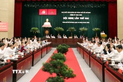 Các đại biểu biểu quyết thông qua chương trình Hội nghị. (Ảnh: Tiến Lực/TTXVN)