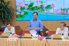 Bộ trưởng Bộ Nông nghiệp và Môi trường Trịnh Việt Hùng phát biểu tại Hội nghị. (Ảnh: Thanh Liêm/TTXVN)
