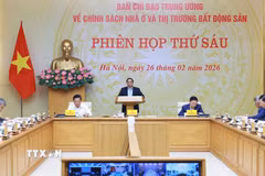 Thủ tướng Phạm Minh Chính chủ trì phiên họp thứ 6 của Ban Chỉ đạo Trung ương về chính sách nhà ở và thị trường bất động sản. (Ảnh: Dương Giang/TTXVN)