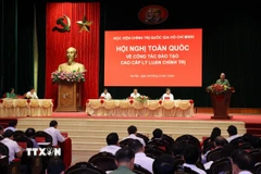 Quang cảnh Hội nghị toàn quốc về công tác đào tạo cao cấp lý luận chính trị chiều 9/5/2024. (Ảnh: Văn Điệp/TTXVN)