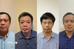 Các bị can từ trái qua phải: Nguyễn Bá Hoan, Tống Hải Nam, Nguyễn Gia Liêm, Phạm Viết Hương. (Ảnh: TTXVN phát)