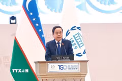 Chủ tịch Quốc hội Trần Thanh Mẫn phát biểu tại Phiên thảo luận chung IPU-150 sáng 6/4/2025 tại thủ đô Tashkent, Uzbekistan. (Ảnh: Doãn Tấn/TTXVN)