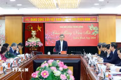 Ông Lê Minh Trí, Ủy viên Bộ Chính trị, Bí thư Trung ương Đảng, Trưởng Ban Nội chính Trung ương, Phó Trưởng Ban Thường trực Ban Chỉ đạo Trung ương về phòng chống lãng phí, tiêu cực chủ trì cuộc họp. (Ảnh: Phương Hoa/TTXVN)