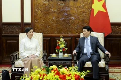 Chủ tịch nước Lương Cường tiếp Đại sứ Vương quốc Campuchia tại Việt Nam Chea Kimtha. (Ảnh: Lâm Khánh/TTXVN)