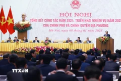 Hội nghị tổng kết công tác năm 2024, triển khai nhiệm vụ năm 2025 của Chính phủ và chính quyền địa phương. (Ảnh: Dương Giang/TTXVN)