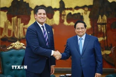 Thủ tướng Phạm Minh Chính tiếp ông Johan Ndisi, Đại sứ Vương quốc Thụy Điển tại Việt Nam. (Ảnh: Dương Giang/TTXVN)