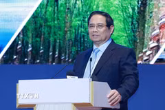 Thủ tướng Phạm Minh Chính phát biểu chỉ đạo Hội nghị Hội đồng điều phối vùng Đông Nam Bộ lần thứ 6 và Ban Chỉ đạo thực hiện Nghị quyết số 98 của Quốc hội. (Ảnh: Dương Giang/TTXVN)