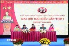 Toàn cảnh Đại hội Đảng bộ Mặt trận Tổ quốc Việt Nam thành phố Hà Nội nhiệm kỳ 2025-2030. (Ảnh: TTXVN phát)