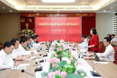 Phiên họp của Ban Chỉ đạo Thành ủy Hà Nội về phòng, chống tham nhũng, lãng phí, tiêu cực. (Ảnh: TTXVN phát)