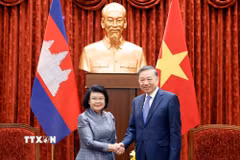 Tổng Bí thư, Chủ tịch nước Tô Lâm tiếp Chủ tịch Quốc hội Vương quốc Campuchia Samdech Khuon Sudary. (Ảnh: Thống Nhất/TTXVN)