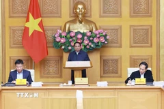 Thủ tướng Phạm Minh Chính chủ trì Phiên họp thứ tư của Ban Chỉ đạo rà soát, xử lý vướng mắc trong hệ thống văn bản quy phạm pháp luật. (Ảnh: Dương Giang/TTXVN)