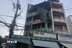 Hiện trường vụ cháy. (Ảnh: Đặng Tuấn/TTXVN)