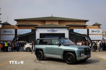 Sản phẩm xe điện của hãng sản xuất ôtô Trung Quốc BYD. (Ảnh: THX/TTXVN)