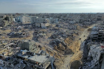 Cảnh tàn phá do xung đột tại Rafah, Dải Gaza. (Ảnh: THX/TTXVN)