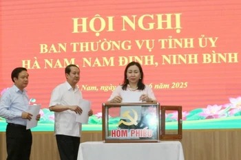 Các đại biểu bỏ phiếu thông qua phương án nhân sự. (Ảnh: Nguyễn Chinh/TTXVN)