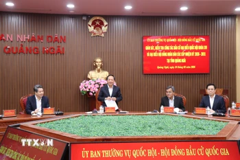 Đại tướng Trịnh Văn Quyết, Ủy viên Bộ Chính trị, Trưởng Ban Tuyên giáo và Dân vận Trung ương phát biểu tại buổi làm việc. (Ảnh: Phạm Cường/TTXVN)