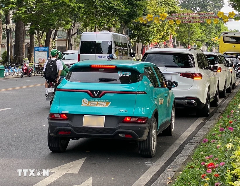 Xe taxi tại TP Hồ Chí Minh. (Ảnh: Hồng Giang/TTXVN)