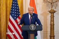 Tổng thống Mỹ Donald Trump phát biểu tại cuộc họp báo ở Nhà Trắng, Washington, D.C. (Ảnh: THX/TTXVN)