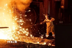 Hoạt động sản xuất tại nhà máy gang thép Hoà Phát Dung Quất, Quảng Ngãi. (Ảnh: Quốc Khánh/TTXVN)