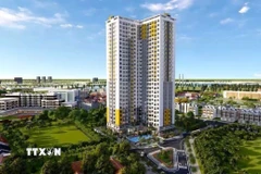 Tòa nhà chung cư do Tập đoàn BCONS làm chủ đầu tư tại phường Bình Thắng, thành phố Dĩ An, tỉnh Bình Dương. (Ảnh: Dương Chí Tưởng/TTXVN)