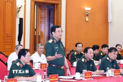 Đại tướng Phan Văn Giang, Uỷ viên Bộ chính trị, Phó Bí thư Quân uỷ Trung ương, Bộ trưởng Bộ Quốc phòng phát biểu. (Ảnh: Thống Nhất/TTXVN)