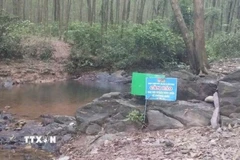 Khu vực khe Ngang, nơi xảy ra sự việc 2 học sinh đuối nước thương tâm. (Ảnh: TTXVN phát)