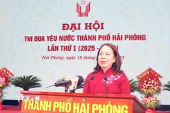 Bà Võ Thị Ánh Xuân, Phó Chủ tịch nước phát biểu chỉ đạo Đại hội. (Ảnh: Hoàng Ngọc/TTXVN)
