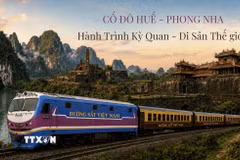 Đoàn tàu du lịch "Cố đô Huế - Phong Nha: Hành trình kỳ quan - Di sản thế giới," dự kiến đưa vào khai thác từ ngày 1/9/2026. (Ảnh: TTXVN phát) 