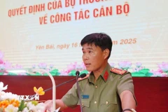 Đại tá Lê Việt Thắng, Giám đốc Công an tỉnh Yên Bái đến nhận công tác và giữ chức vụ Cục trưởng Cục trang bị và kho vận, Bộ Công an. (Ảnh: TTXVN phát)