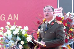 Thượng tướng Phạm Thế Tùng, Thứ trưởng Bộ Công an phát biểu tại buổi lễ. (Ảnh: Đinh Văn Nhiều/TTXVN)