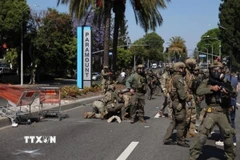 Lực lượng Vệ binh Quốc gia được triển khai tại thành phố Los Angeles, bang California, Mỹ ngày 7/6/2025. Ảnh: IRNA/TTXVN