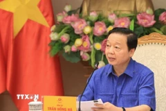 Phó Thủ tướng Trần Hồng Hà phát biểu tại cuộc họp. (Ảnh: Tuấn Anh/TTXVN)