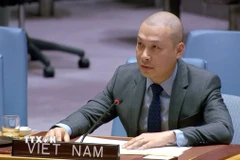 Công sứ Nguyễn Hoàng Nguyên, Đại biện lâm thời Phái đoàn thường trực Việt Nam tại Liên hợp quốc phát biểu tại phiên thảo luận. (Ảnh: TTXVN phát)