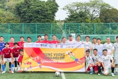 Thi đấu bóng đá trong khuôn khổ Đại hội thể thao Hùng Vương Mở rộng 2026. (Ảnh: Ngọc Khương/TTXVN)