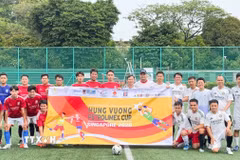 Thi đấu bóng đá trong khuôn khổ Đại hội thể thao Hùng Vương Mở rộng 2026. (Ảnh: Ngọc Khương/TTXVN)