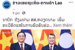 Bài đăng trên trang Facebook chính thức của tờ Kinh tế-thương mại của Lào. (Ảnh: TTXVN)