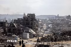 Cảnh đổ nát do xung đột tại Dải Gaza ngày 24/10/2025. (Ảnh: THX/TTXVN)