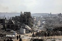 Cảnh đổ nát do xung đột tại Dải Gaza. (Ảnh: THX/TTXVN)