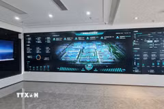 Mô hình vận hành của Công ty Công nghệ nguồn điện GoodWe. (Ảnh: Quang Hưng/TTXVN)