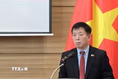 Đại sứ Vũ Hồ, Bí thư Đảng ủy tại Hàn Quốc, phát biểu chỉ đạo tại Hội nghị. (Ảnh: Đức Thắng/TTXVN)
