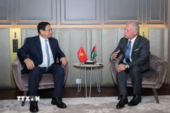 Thủ tướng Phạm Minh Chính gặp Quốc vương Jordan Abdullah II bin Al-Hussein nhân chuyến tham dự Hội nghị Đại dương Liên hợp quốc lần thứ 3, chiều 8/6/2025 (giờ địa phương), tại thành phố Nice (Pháp). (Ảnh: Dương Giang/TTXVN)