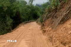 Một vị trí sạt lở tại Thanh Hóa. (Ảnh: TTXVN phát) 