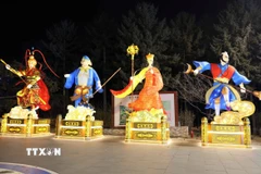 Hình tượng Tôn Ngộ Không, Đường Tăng, Trư Bát Giới, Sa Tăng được xây dựng tại các khu du lịch sinh thái và danh thắng thiên nhiên của Cát Lâm, nhằm thu hút khách du lịch. (Ảnh: Quang Hưng/TTXVN)