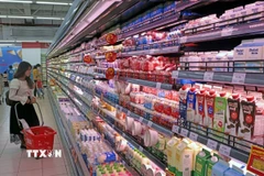 Khách lựa chọn hàng hóa tại siêu thị Go Thăng Long. (Ảnh: Trần Việt/TTXVN)