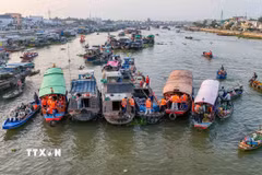 Nhộn nhịp Chợ nổi Cái Răng. (Ảnh: Thanh Liêm/TTXVN)