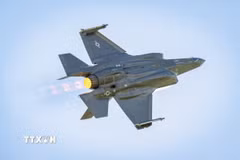 Máy bay chiến đấu tàng hình F-35 Lightning II do Hãng Lockheed Martin của Mỹ sản xuất. (Ảnh: PAP/TTXVN)